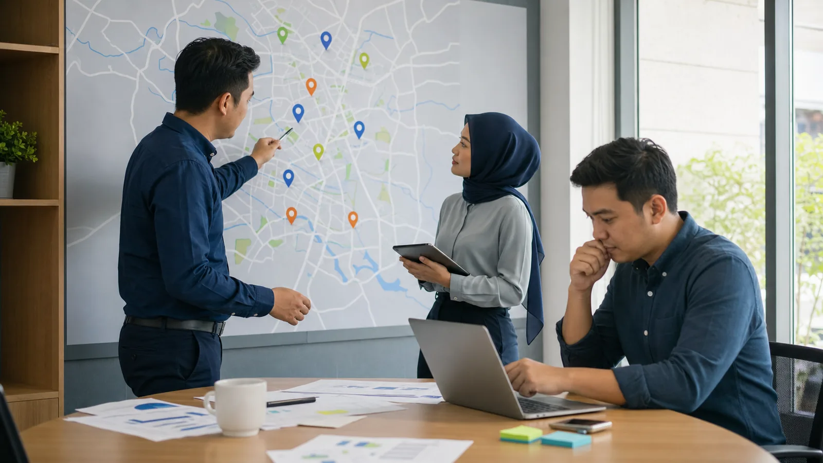 Selangor business team planning service coverage across multiple townships